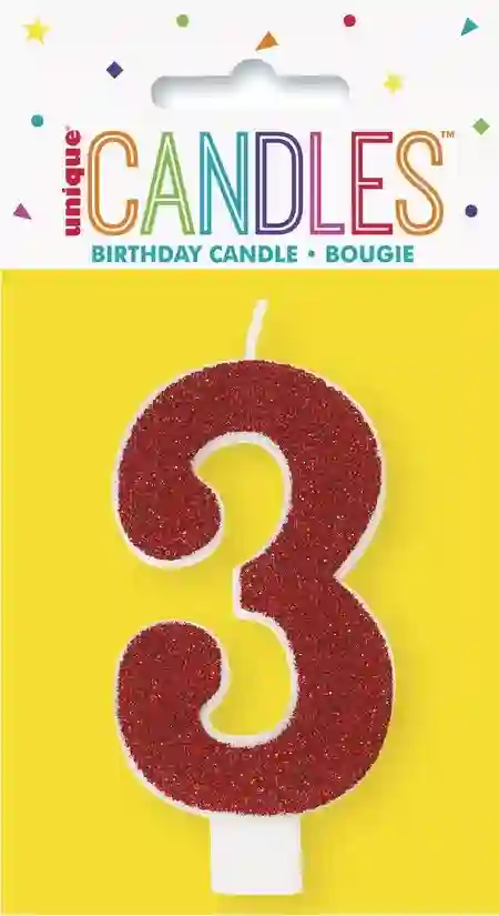 Number candle with glitter number - 3