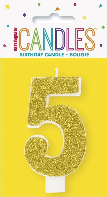 Number candle with glitter number - 5