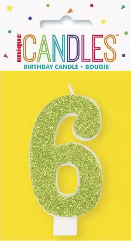 Number candle with glitter number - 6