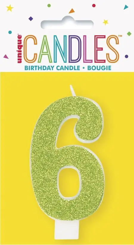 Number candle with glitter number - 6