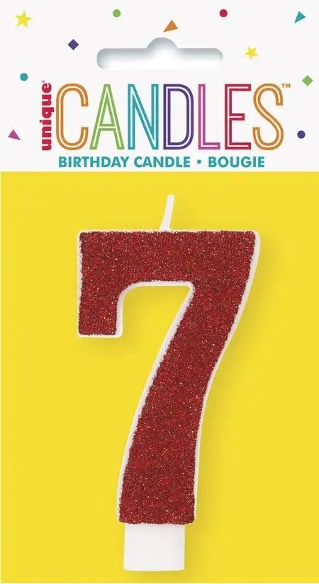 Number candle with glitter number - 7