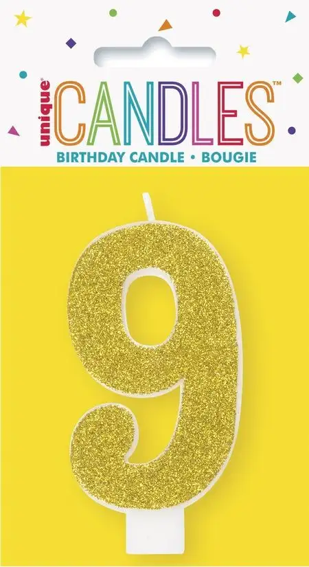 Number candle with glitter number - 9