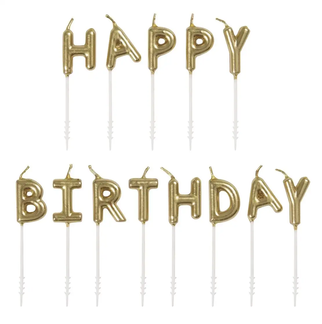 13 velas Happy Birthday dorado