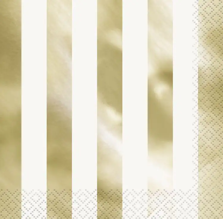 16 large metallic gold print napkins