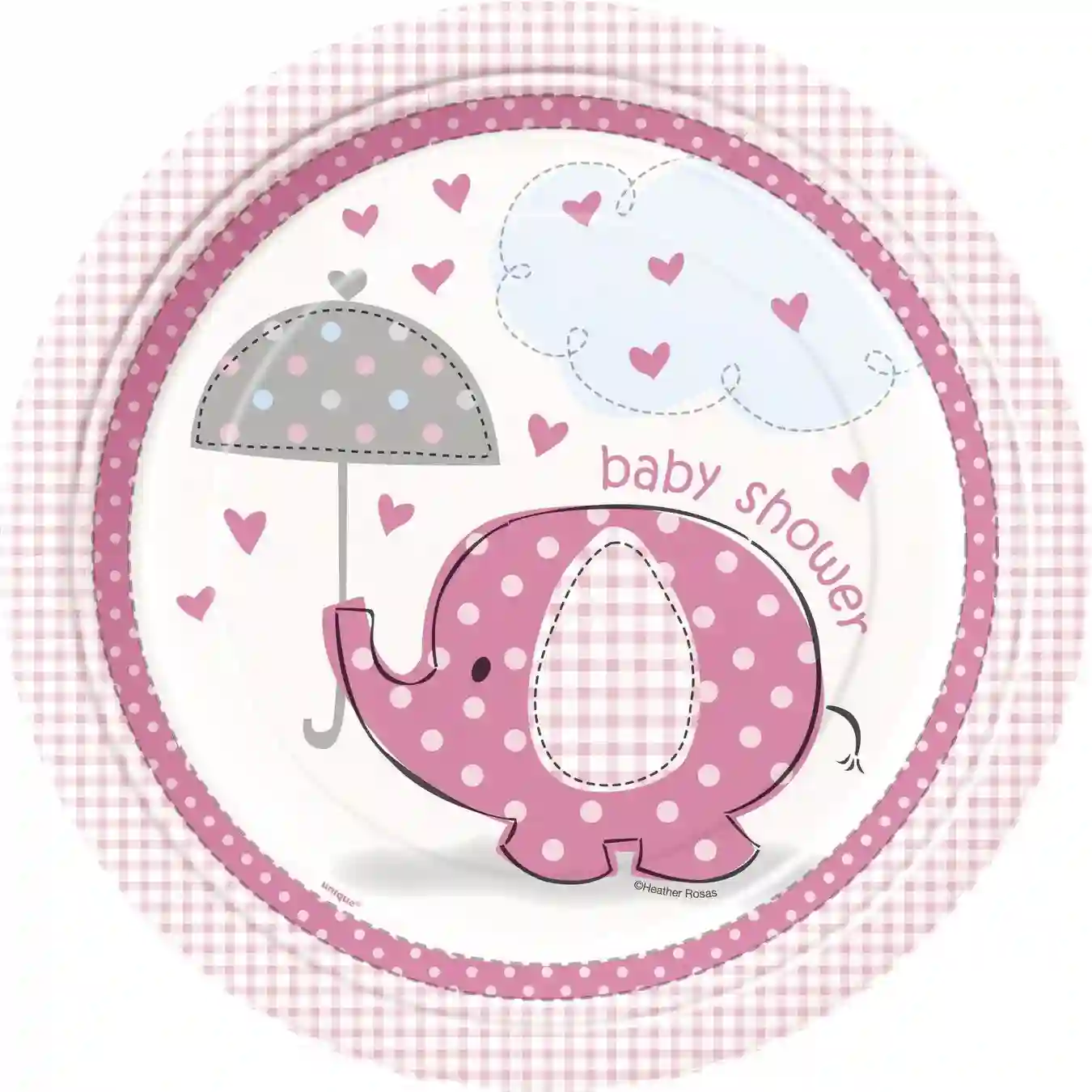 8 units 9 -inch pink elephant dishes