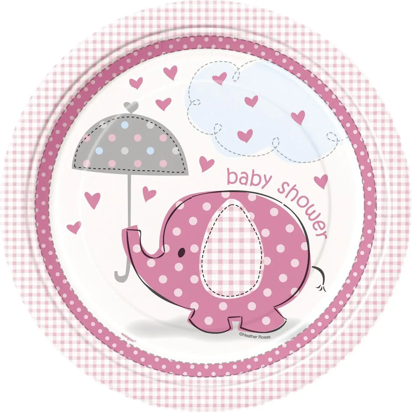 8 units 9 -inch pink elephant dishes