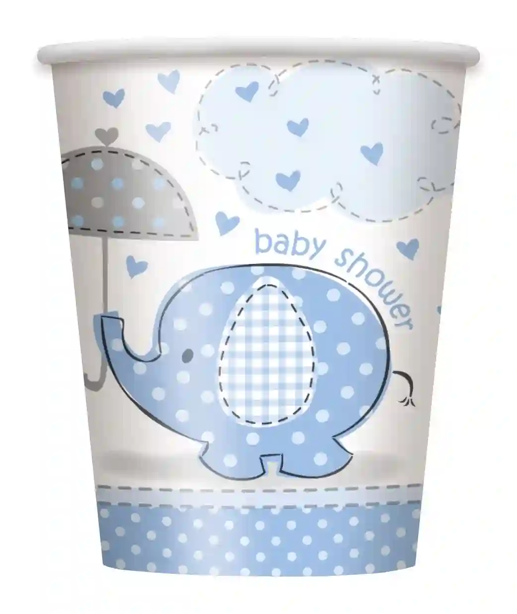 8 glasses of blue elephants cardboard 26.6 cl