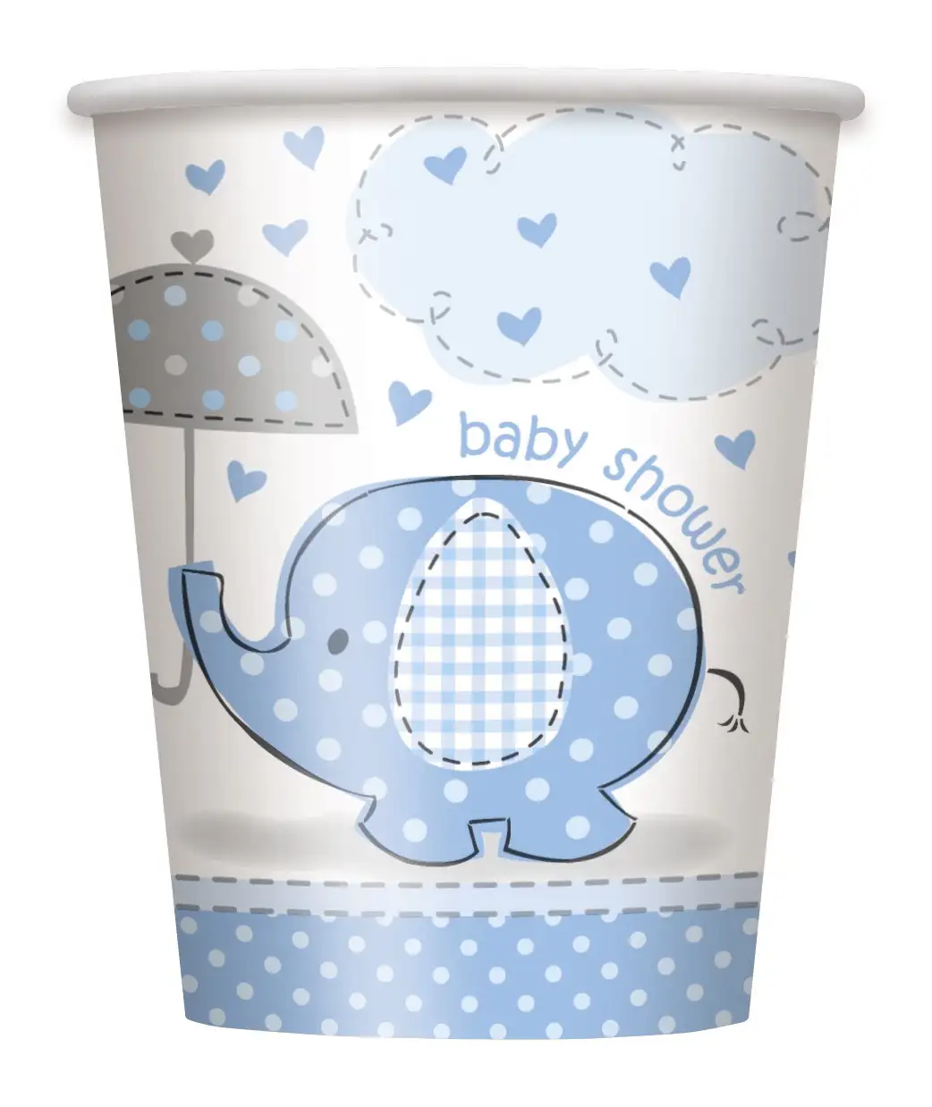 8 glasses of blue elephants cardboard 26.6 cl