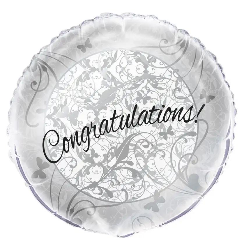 18 -inch metallic balloon / 45.72 cm Pacadoboda congratulations silver butterflies