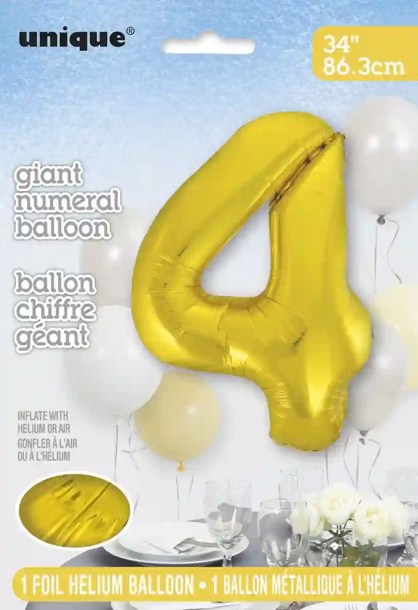 Packed metallic balloon number of 34 inches/ 86.36 cm gold - 4