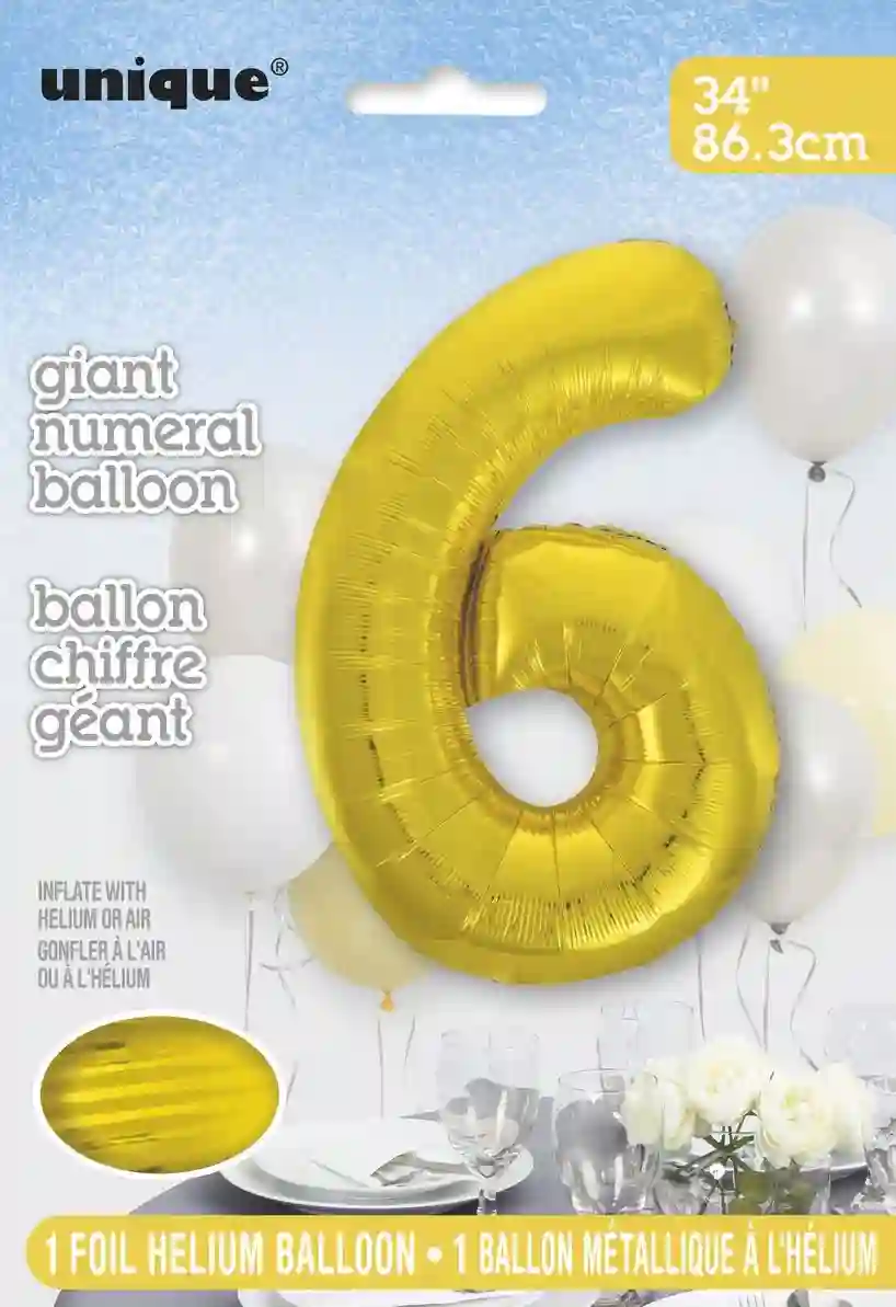 globo metalizado empacado número de 34 pulgadas/ 86,36 cm oro - 6