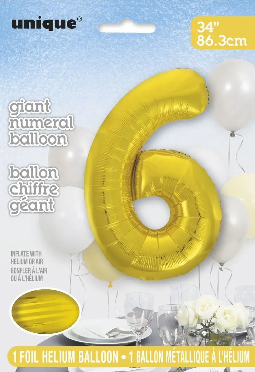 globo metalizado empacado número de 34 pulgadas/ 86,36 cm oro - 6