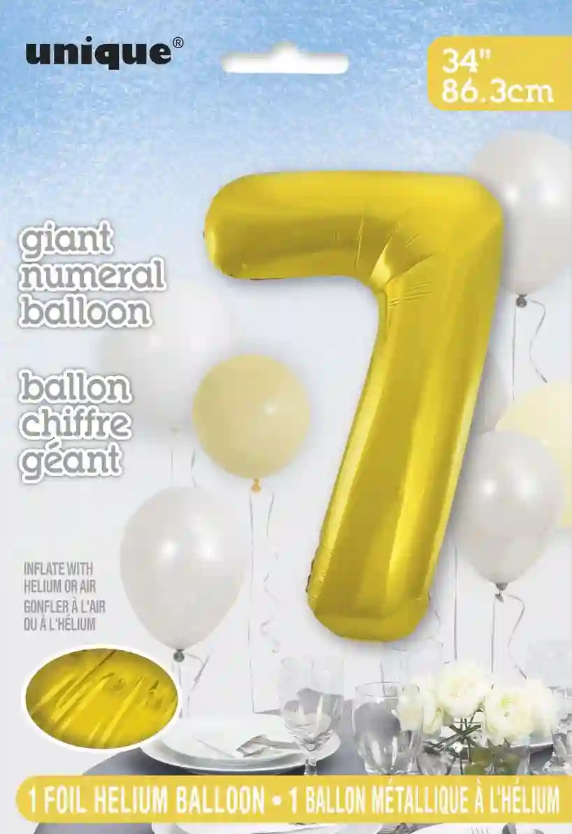 globo metalizado empacado número de 34 pulgadas/ 86,36 cm oro - 7