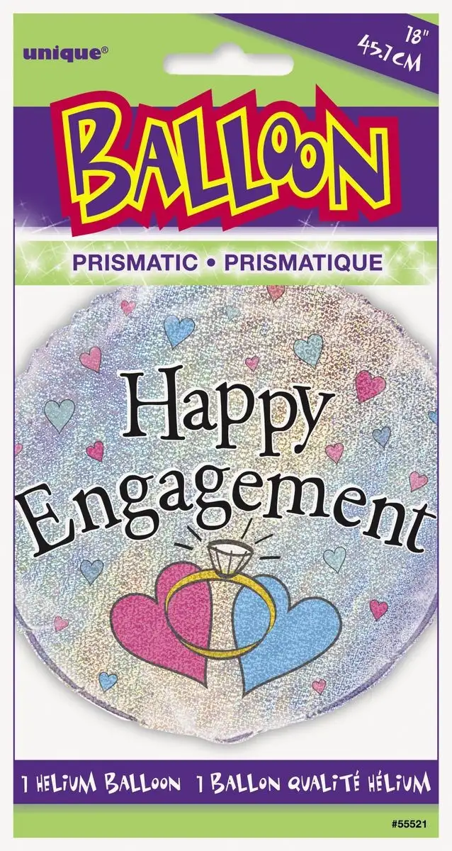 globo metalizado empacado de 18 pulgadas / 45,72 cm Happy Engagment