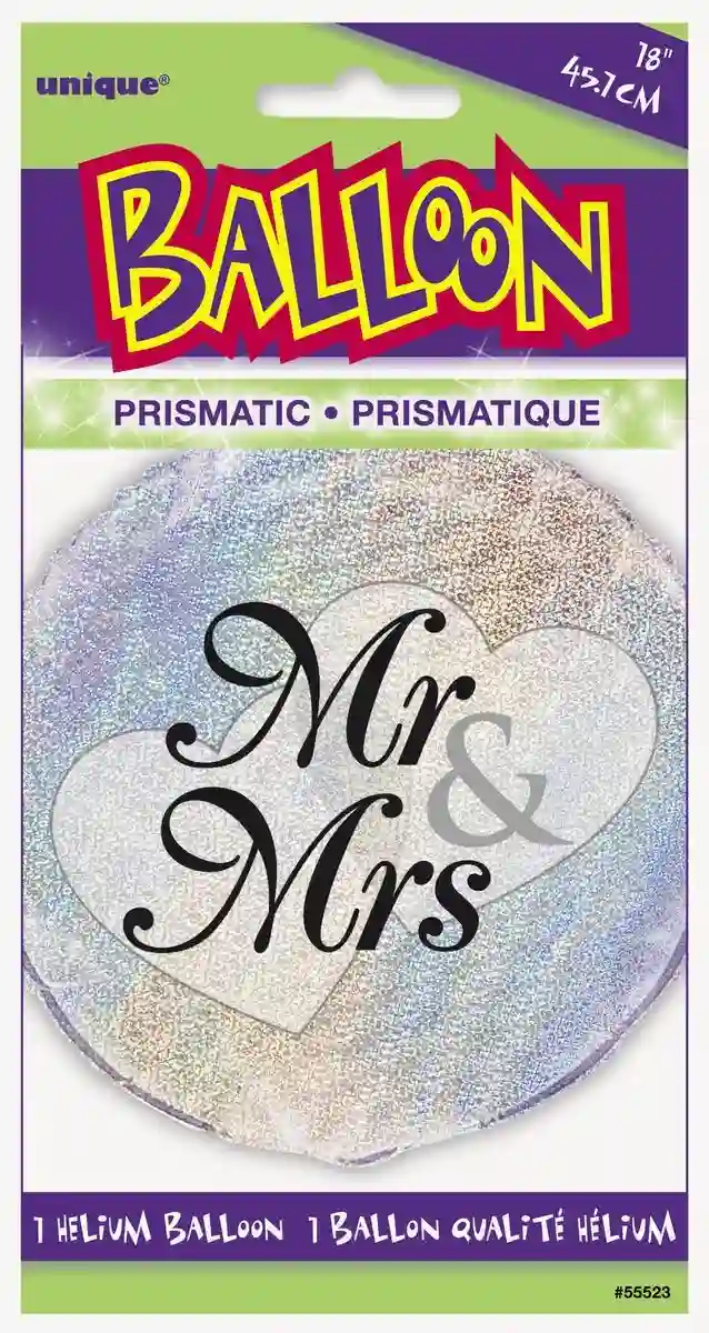 18 -inch packed metallic balloon / 45.72 cm mr & mrs