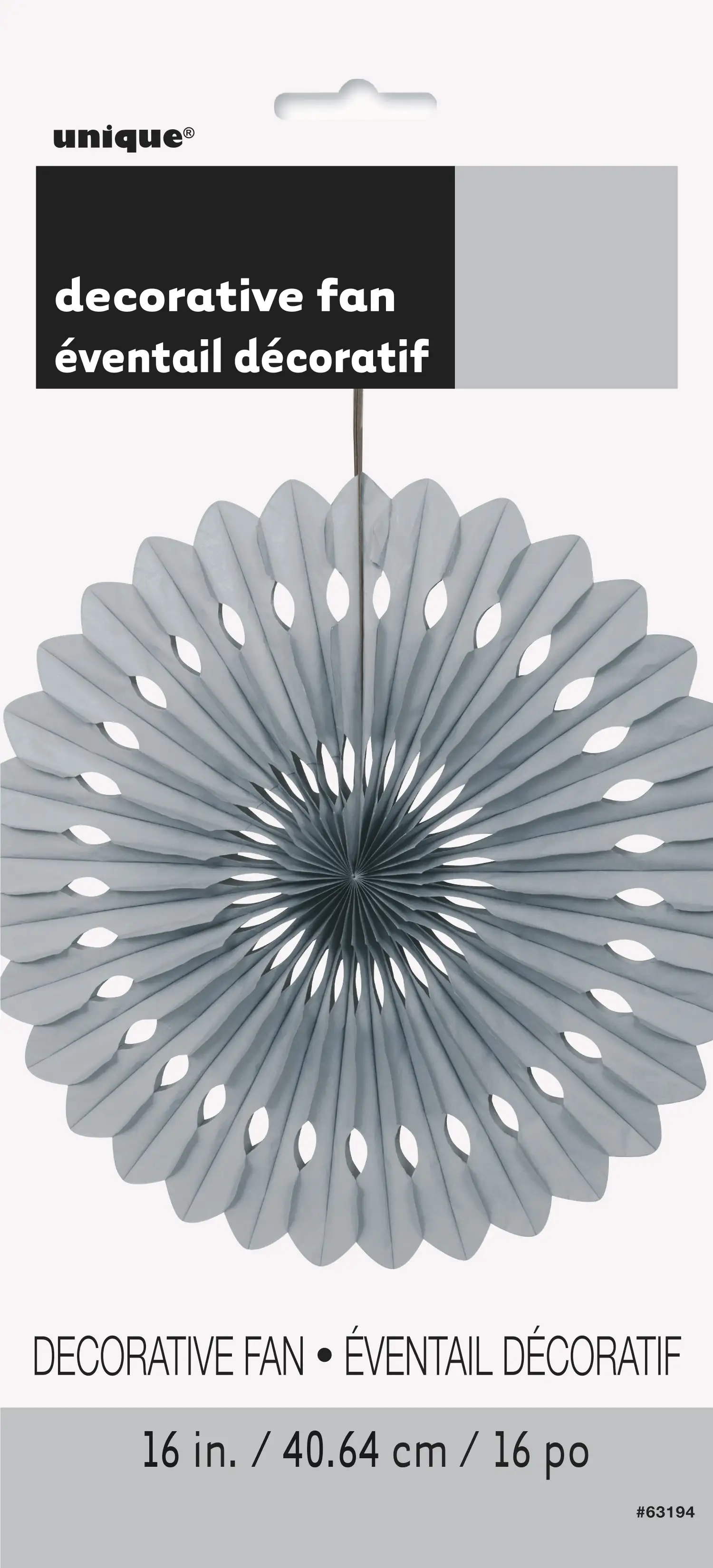abanico de papel de 16 pulgadas / 40,64 cm plata