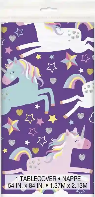 mantel del plástico  tamaño 137,16 x 274,32 cm unicornio