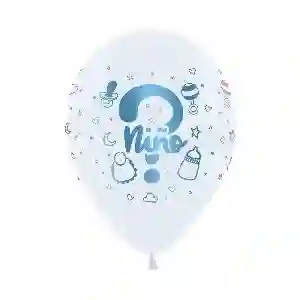 Globo Latex R12 Sempertex Fashi Blanco Adivina Niño O Niña 30cm. 12 ud pack.