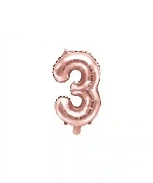 Globo numeral de 35 cm metalizado empacado color oro rosa - 3