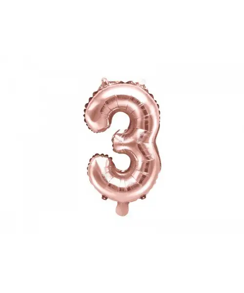 Globo numeral de 35 cm metalizado empacado color oro rosa - 3