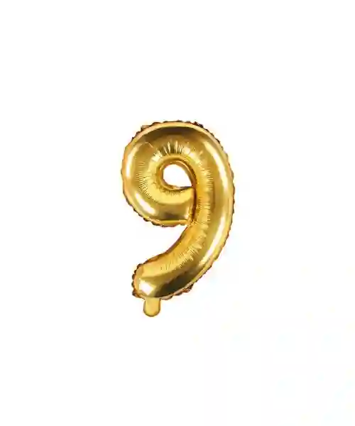 Globo numeral de 35 cm metalizado empacado color oro - 9