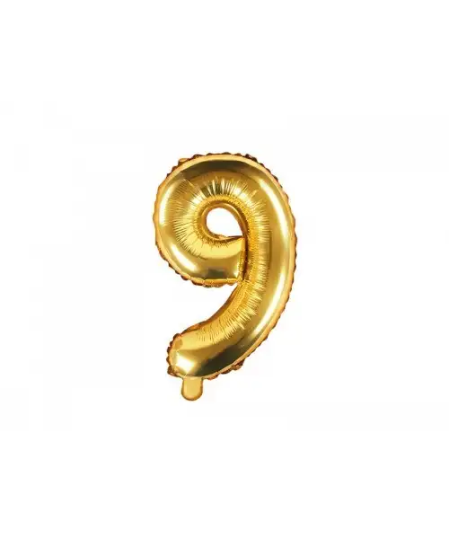 Globo numeral de 35 cm metalizado empacado color oro - 9
