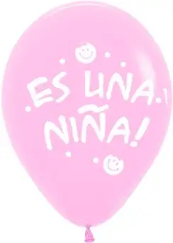 Globo Latex R12 Sempertex Fashion Solido Rosado Es Una Niña 30cm