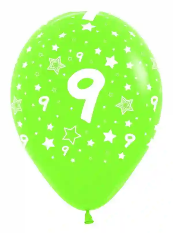Globo Latex R12 Sempertex Surtido Colores Numero 9 30cm