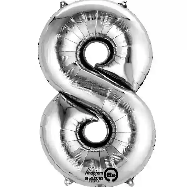 Globo Número 8 Plateado - Aluminio 34 pulgadas