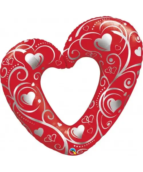 Globo 42 pulg. (106,6cm) corazones y filigrana rojo