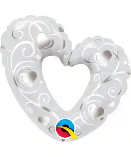 Globe 14 in. (35.5cm) hearts and white filigree