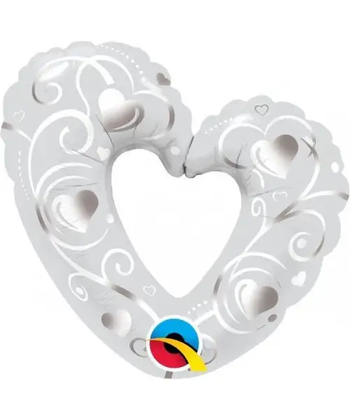 Globe 14 in. (35.5cm) hearts and white filigree