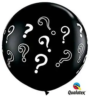 Latex 3FT Globe (91.44cm) Black color onix interrogation signs