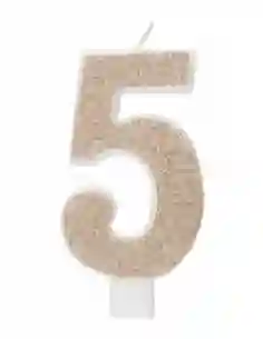 Number candle with gold glitter number - 5