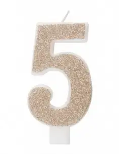 Number candle with gold glitter number - 5