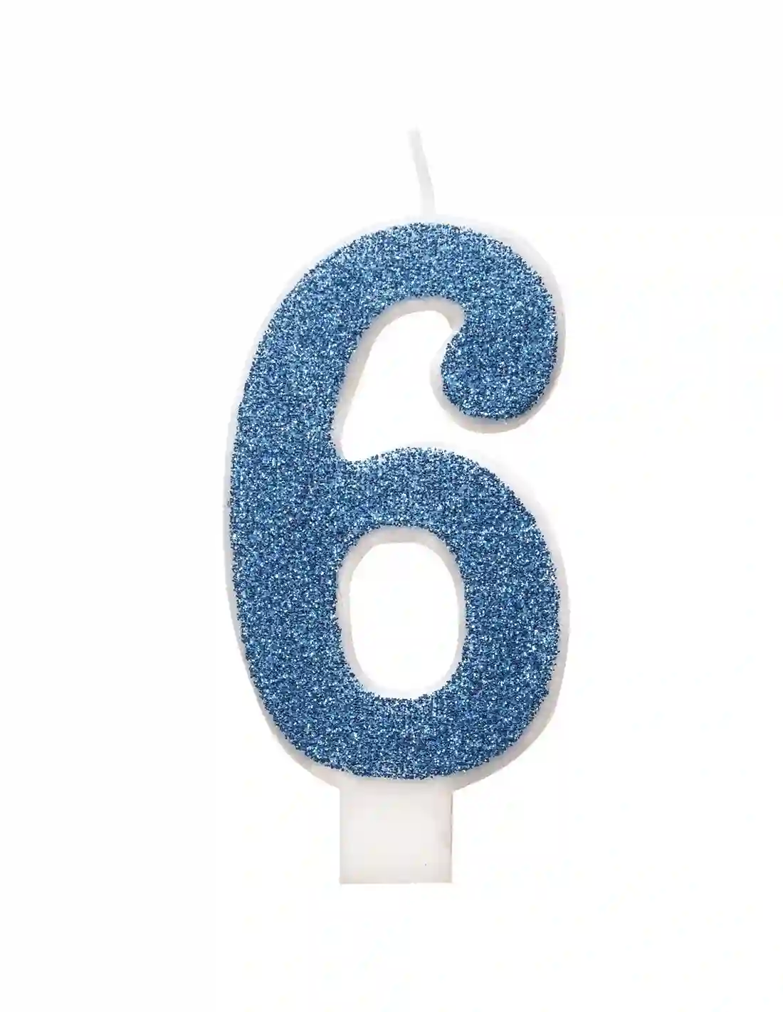 Number candle with blue glitter number - 6