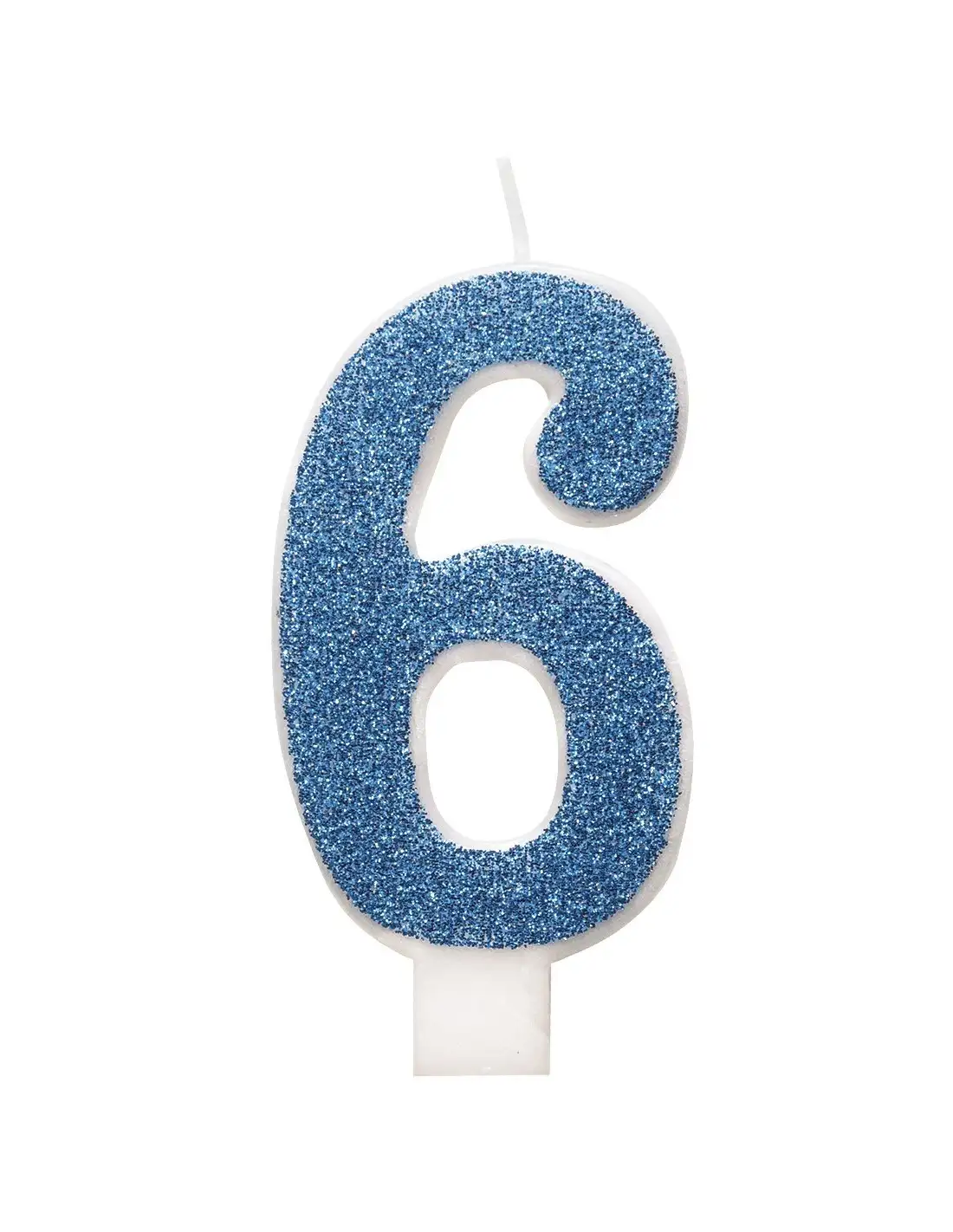 Number candle with blue glitter number - 6