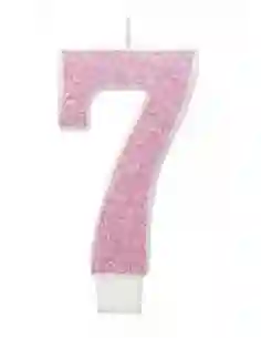 Number candle with pink glitter number - 7