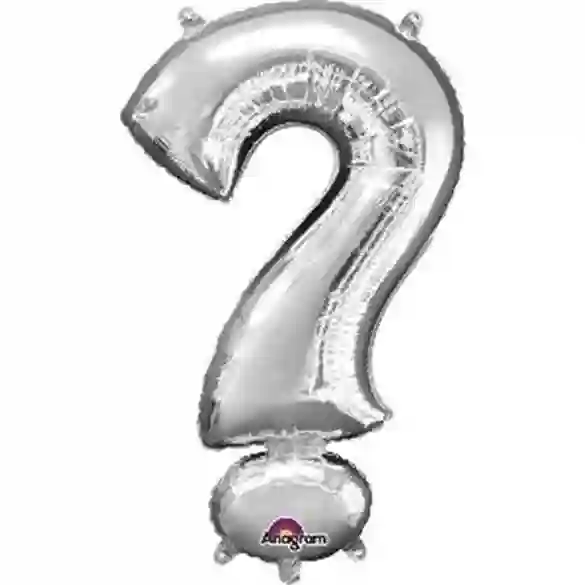 Globo interrogacion plata 27x 40 cm  (Empaqueado) Para Aire