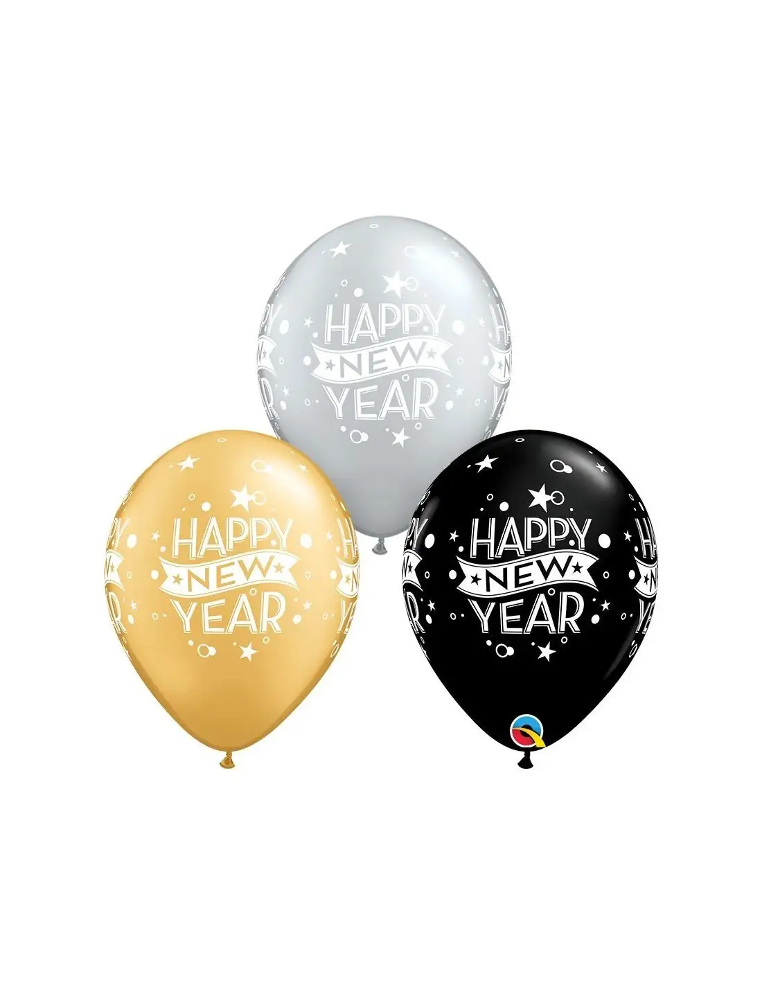 Globo de latex 11 pulg. (27,9cm) Feliz Año Nuevo 25 ud