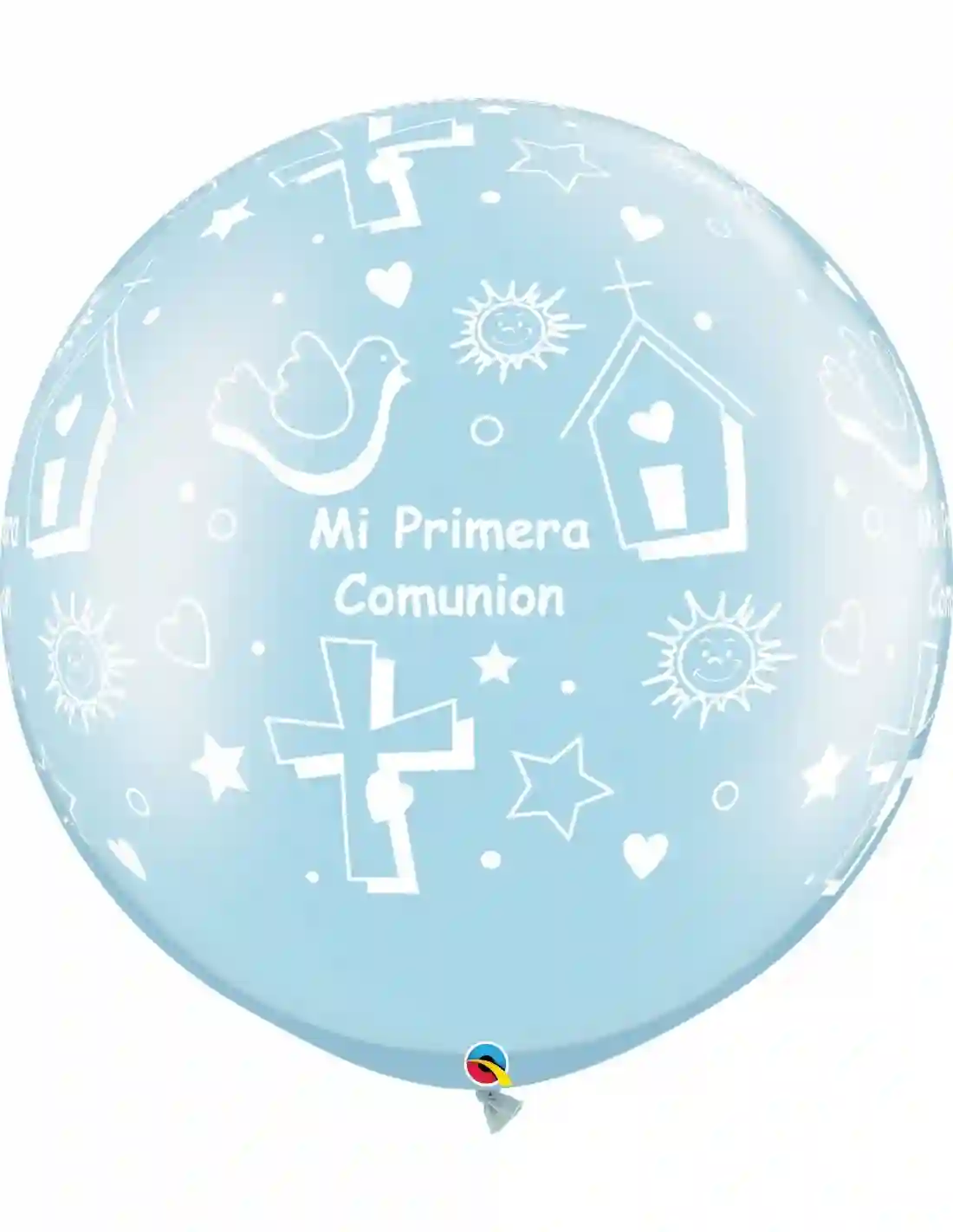 Globo de latex gigante 30 pulg. azul Comunion, Palomas, & Cruces (76,2 cm)