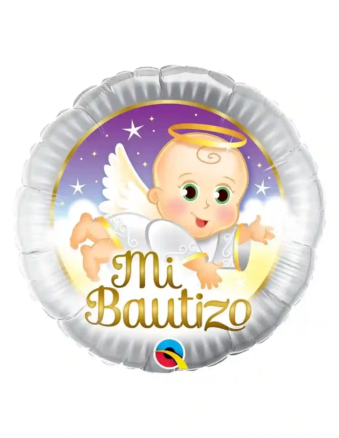 Globo foil redondo 18 pulg. Mi Bautizo Angel Baby 45 cm
