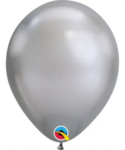 Globo de latex 7" mediano. (17,7cm) Rnd Chrome plata 10 ud