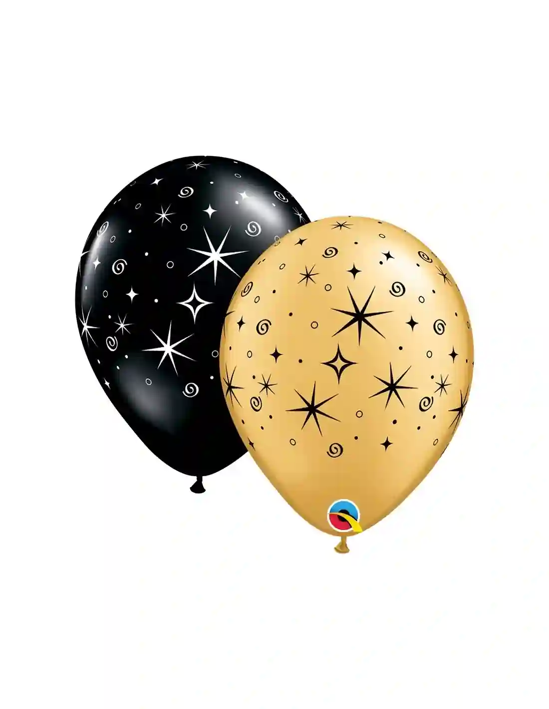 Latex balloon 11 in. (27.9cm) 10 Black and Gold UD Stars and Spirals