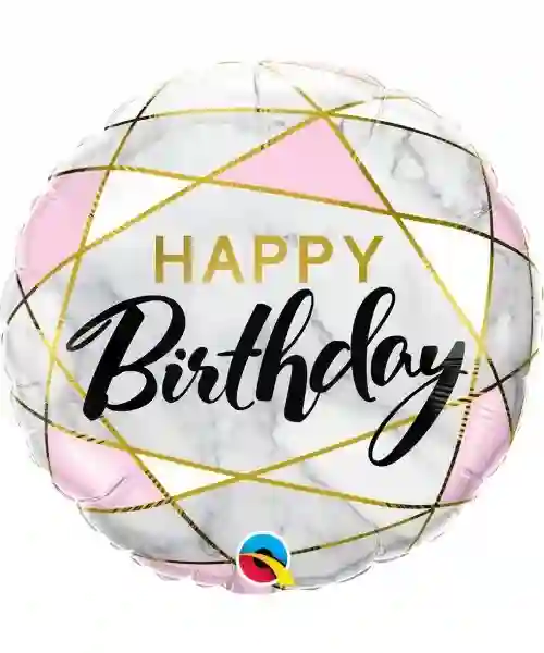 Globo Fail Redondo 18 in. (45.7cm) Happy Birthday Rectangulos