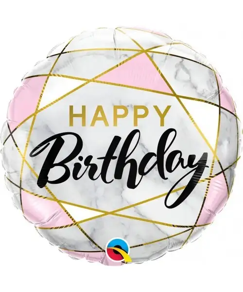 Globo Fail Redondo 18 in. (45.7cm) Happy Birthday Rectangulos