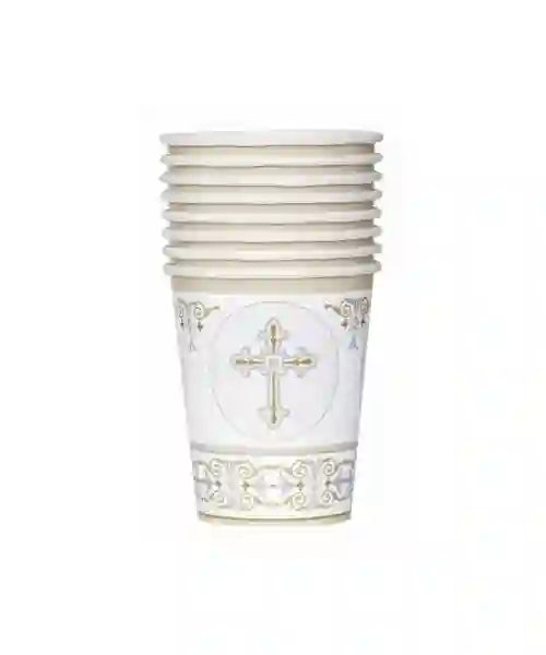 Vasos cruz comunión 8 ud