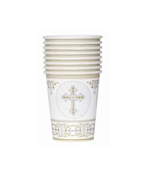 Vasos cruz comunión 8 ud