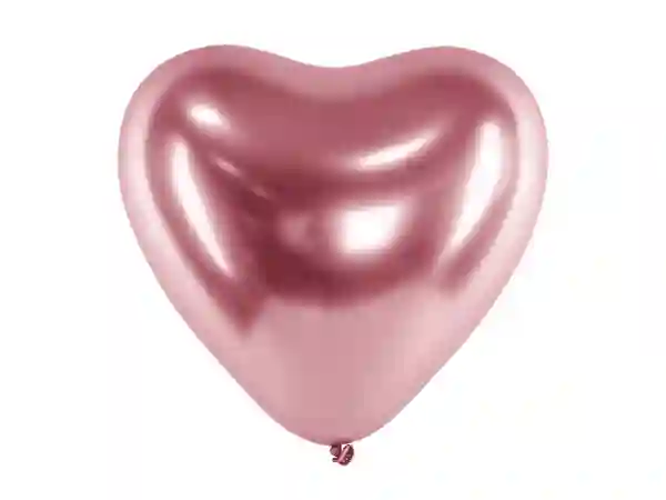 Globo latex forma corazon 30cm color rosa golden