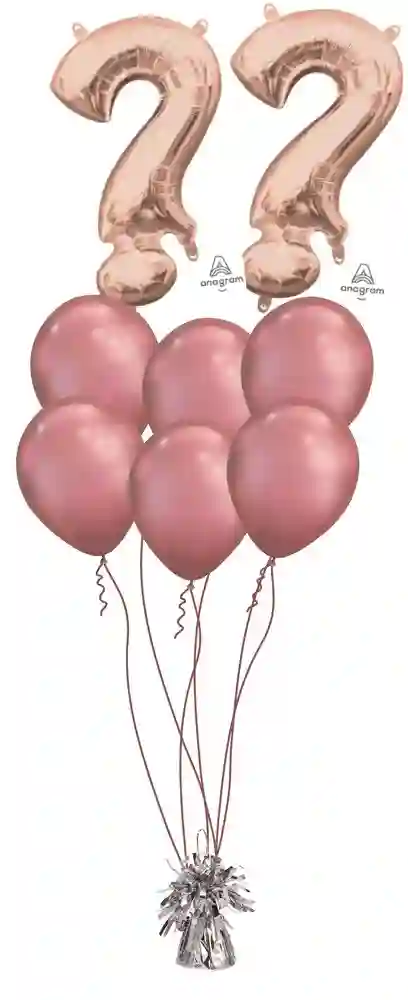 Ramo De Globos 2 numeros Oro rosa